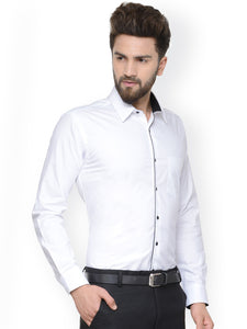 Men White Slim Fit Solid Formal Shirt