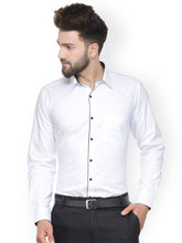Load image into Gallery viewer, Men White Slim Fit Solid Formal Shirt