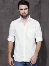 Load image into Gallery viewer, Men White Regular Fit Solid Casual Shirt