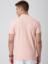 Load image into Gallery viewer, Men Pink Printed Polo Collar Slim Fit T-shirt