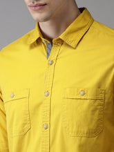 Load image into Gallery viewer, Men Mustard Regular Fit Solid Casual Shirt